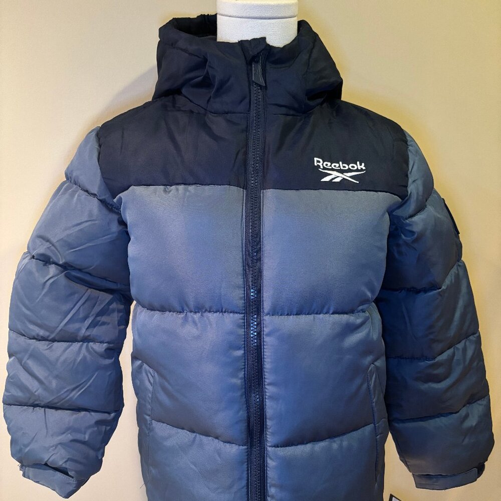 NWT Reebok Boys Puffer Hooded Coat Blue Sz.Small 8US
